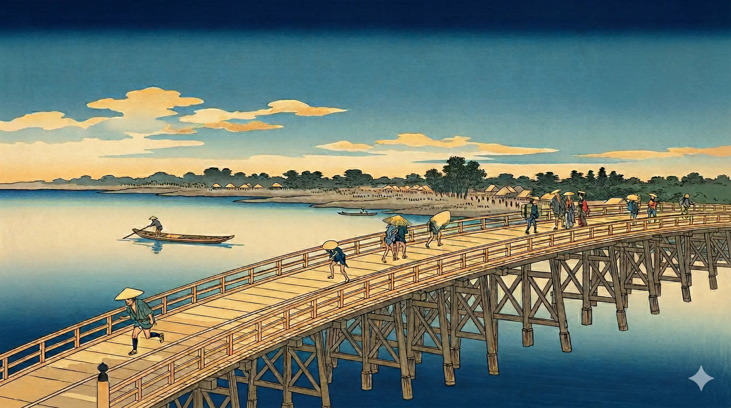 Ukiyo-e bridge painting
